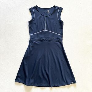 Title Nine Women Navy Blue Dream Dress Sleeveless Pull On Athleisure Fit Flare S